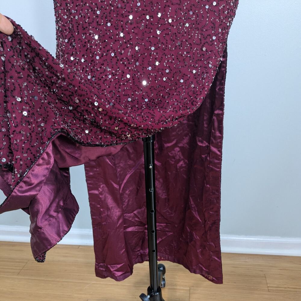 Scala Prom Dress Maxi Gown L Red Black Vintage Bead Silk Glam Holiday Y2K 90s - Picture 3 of 12